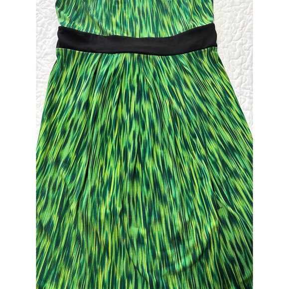 AB Studio Green Black Sleeveless Tie Back Flowy Y2K Dress size medium - Picture 2 of 7